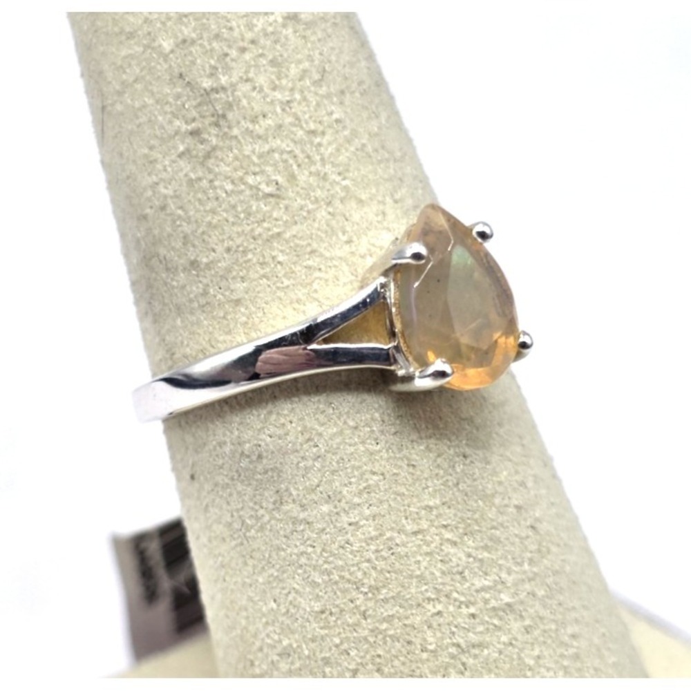 Fire Opal Ring Size‎ 7.75 Teardrop Handmade Sterling Silver 925 Split Shank NWT - Picture 5 of 9